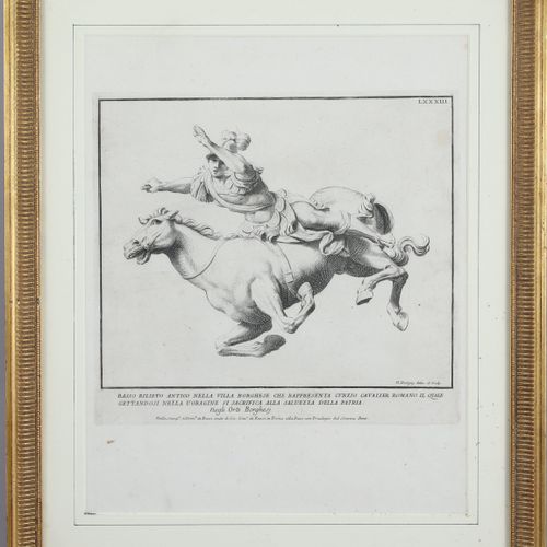 Null DOMENICO DE ROSSI (1647-1729 ?) Cavalier romain, bas relief antique Gravure&hellip;