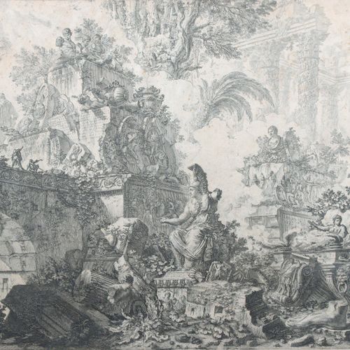 Null GIOVANNI BATTISTA PIRANESI (1720-1778) Fantaisie de ruines avec la statue d&hellip;