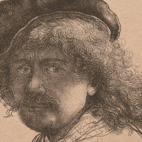 Null D'APRÈS REMBRANDT VAN RIJN (1606-1669) Autoportrait Facsimilé. Haut. 12, La&hellip;