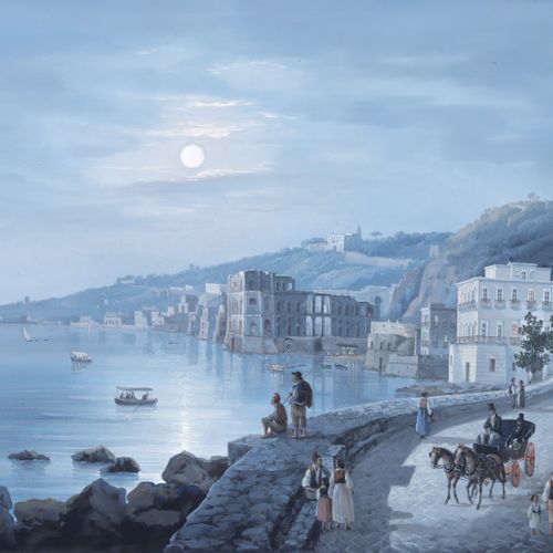 Null ÉCOLE ITALIENNE, vers 1850 Vue de la côte Amalfitaine Gouache. Haut. 37,5, &hellip;