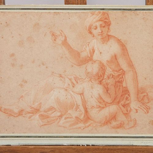 Null ATTRIBUÉ À FRANÇOIS VERDIER (1651-1730) Femme et enfant Sanguine. Haut. 18,&hellip;