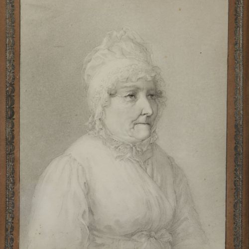 Null ÉCOLE DU XIXe Portrait de femme Crayon. Haut. 17,5, Larg. 14,5 cm.