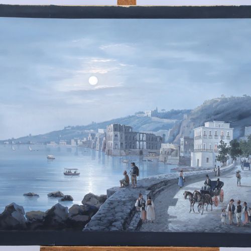 Null ÉCOLE ITALIENNE, vers 1850 Vue de la côte Amalfitaine Gouache. Haut. 37,5, &hellip;