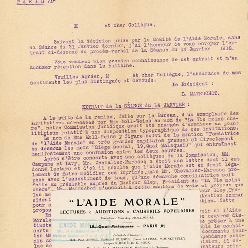Null [Guerre 1914-1918] L’AIDE MORALE, 1915-1919 Lot de 33 pièces, dont : Corres&hellip;