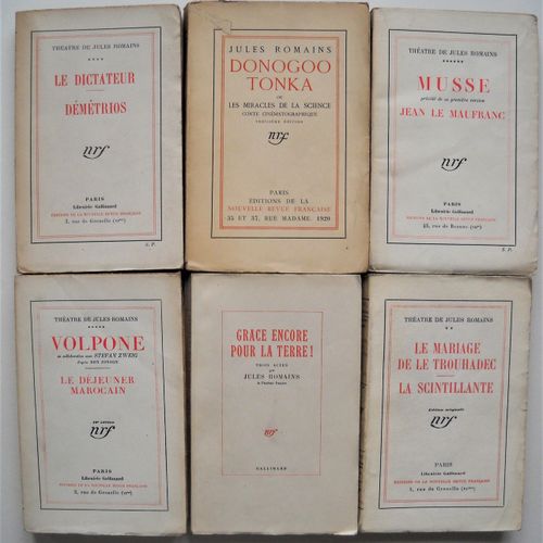 Null [Littérature, Théâtre] JULES ROMAINS (1885-1972) Lot de 8 ouvrages, édition&hellip;