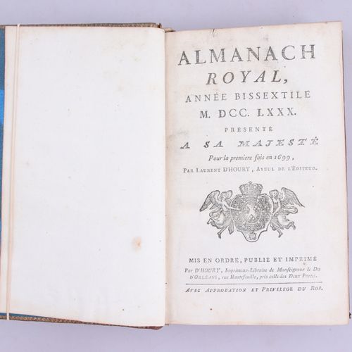 Null ALMANACHS. Réunion de 6 volumes : - Almanach Royal, année bissextile 1780. &hellip;