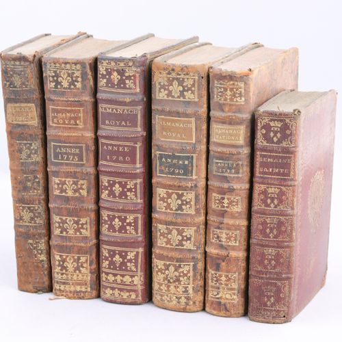 Null ALMANACHS. Réunion de 6 volumes : - Almanach Royal, année bissextile 1780. &hellip;