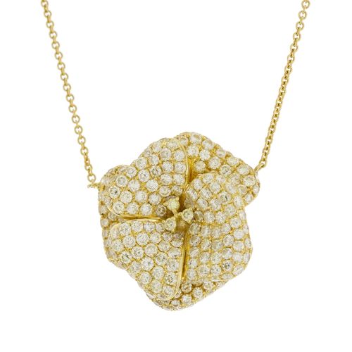Null Collier fleur or 750 serti de diamants taille brillant, long. Ajustable 38 &hellip;