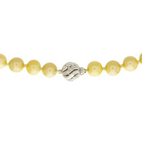 Null Collier 1 rang de perles de culture Gold (env. 8 mm), fermoir boule en or g&hellip;