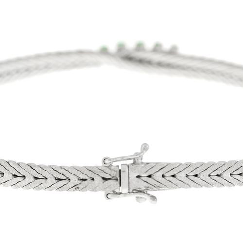 Null Collier et bracelet or gris 750 serti d'émeraudes, diamants et de perles cu&hellip;