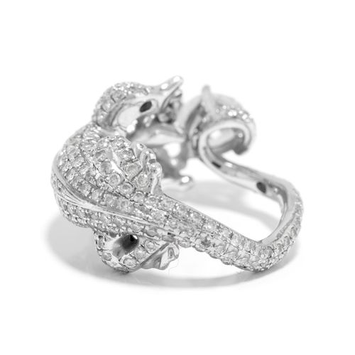 Null Bague lézard or gris 750 pavée de diamants taille brillant (central env. 0.&hellip;