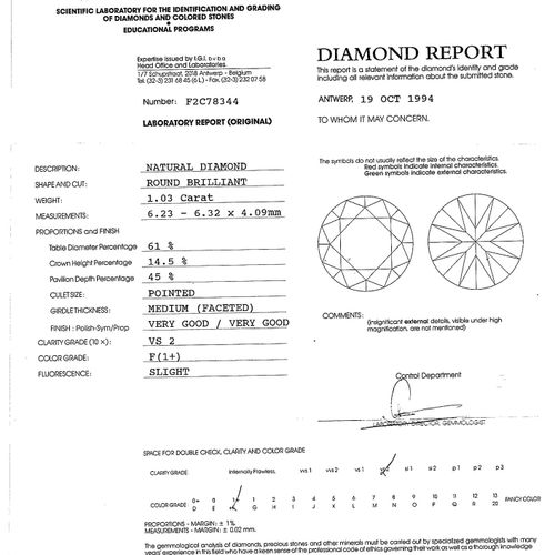 Null Solitaire or 750 serti d'un diamant taille brillant de 1.02 carat, doigt 64&hellip;
