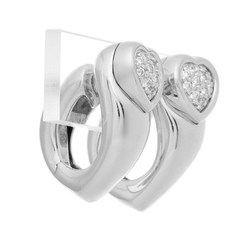 Null Piaget, paire de boucles d'oreilles c'urs or gris 750 serties de diamants t&hellip;