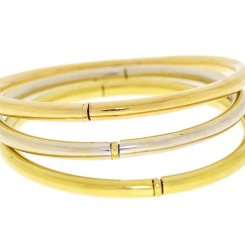 Null Lot de 3 bracelets rigides 3 ors 750, circ. 17.5, 17.7 et 18.3 cm, 29g