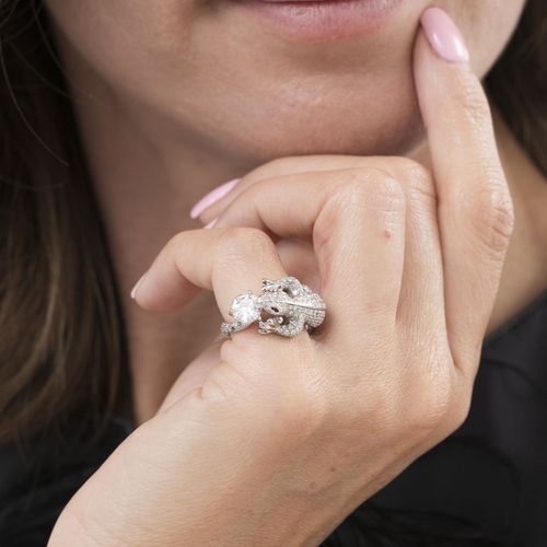 Null Bague lézard or gris 750 pavée de diamants taille brillant (central env. 0.&hellip;