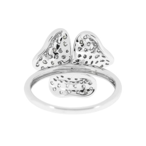 Null Bague fleur or gris 750 pavée de diamants taille brillant, doigt 54-14