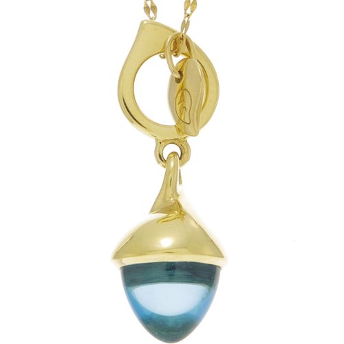 Null Pendentif or 750 orné d'un cabochon de topaze sur sa chaîne en or 750, h. P&hellip;