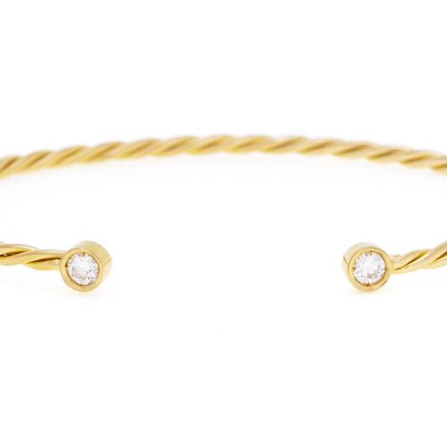 Null Bucherer, bracelet semi-rigide or rose 750 torsadé serti de diamants taille&hellip;