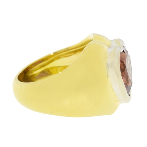 Null Bague 2 ors 750 sertie d'une tourmaline rose taille c'ur, doigt 54-14, 11 g