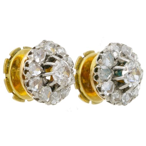 Null Paire de clous d'oreilles XIXe s., 2 ors 750 serti de diamants taille ancie&hellip;