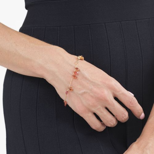 Null Bracelet or 750 retenant des saphirs oranges taille poire, long. Ajustable &hellip;