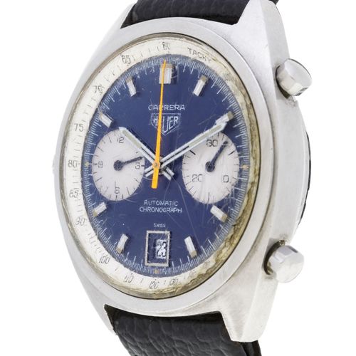 Null Heuer, Carrera, réf. 1153, montre chronographe en acier, années 1970Mouveme&hellip;