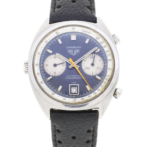Null Heuer, Carrera, réf. 1153, montre chronographe en acier, années 1970Mouveme&hellip;