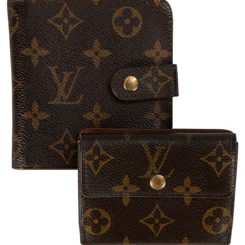 Null Louis Vuitton, 1 portefeuille et 1 porte-monnaie en toile enduite Monogram,&hellip;