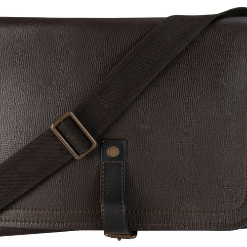 Null Louis Vuitton, sac Messenger en cuir brun, bandoulière réglable en toile br&hellip;