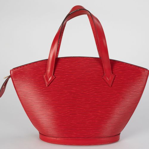 Null Louis Vuitton, sac Saint Jacques PM en cuir épi rouge, housse, 23x24 cm