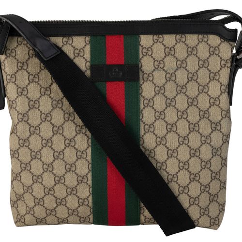 Null Gucci, sac Web GG Supreme Messenger en toile enduite avec ruban vert/rouge/&hellip;