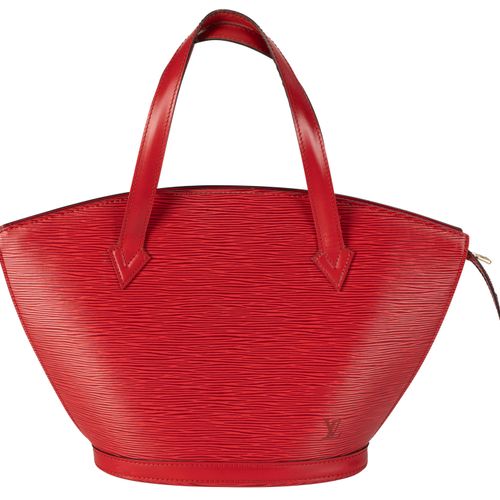 Null Louis Vuitton, sac Saint Jacques PM en cuir épi rouge, housse, 23x24 cm