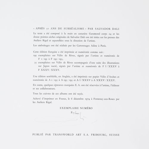 Null Salvador Dali (1904-1989). Après 50 ans de Surréalisme. Fribourg, Édition T&hellip;