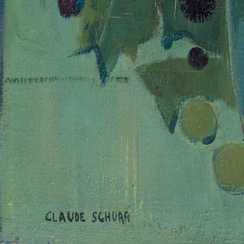 Null Claude Schurr (1921-2014), Raisins et verres, huile sur toile, signée, 38x5&hellip;