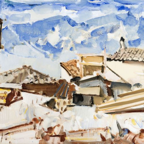 Null Jannis Spyropoulos (1912-1990), Paysage de montagne, gouache sur papier, si&hellip;