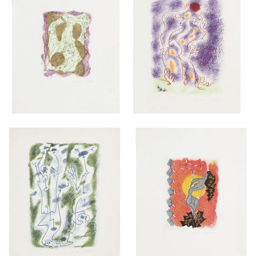 Null André Masson (1896-1987), d'après, 4 lithographies et aquatinte couleur:- L&hellip;