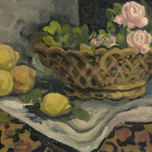 Null Roger Bissière (1886-1964), Corbeille de roses et citrons, huile sur toile,&hellip;