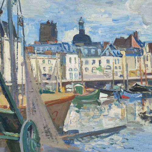 Null André Planson (1898-1981), "Le Port de Dieppe", 1957, huile sur toile, sign&hellip;