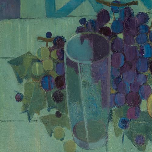 Null Claude Schurr (1921-2014), Raisins et verres, huile sur toile, signée, 38x5&hellip;