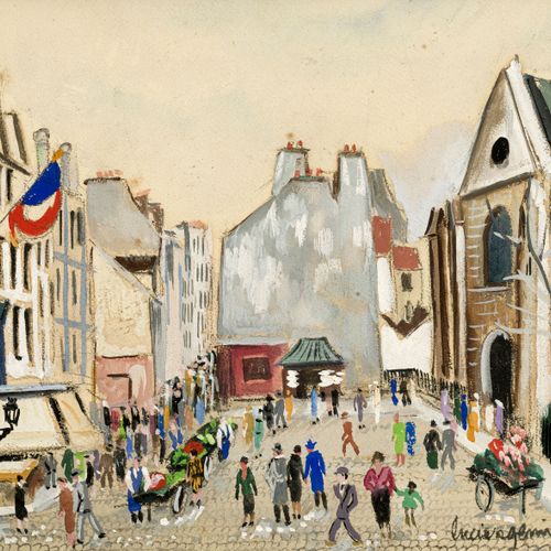 Null Lucien Genin (1894-1953), Paris, l'église Saint-Médard, gouache sur papier,&hellip;