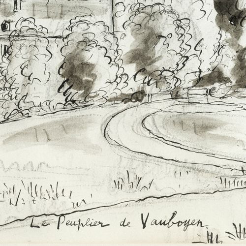 Null Dunoyer de Segonzac (1884-1974), "Le Peuplier de Vauboyen", lavis et fusain&hellip;