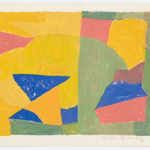 Null Serge Poliakoff (1900-1969), "Composition en jaune, vert, bleu et rouge", l&hellip;