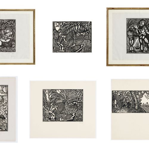 Null Raoul Dufy (1877-1953), 5 gravures sur bois- "L'Amour", 1915, gravure sur b&hellip;