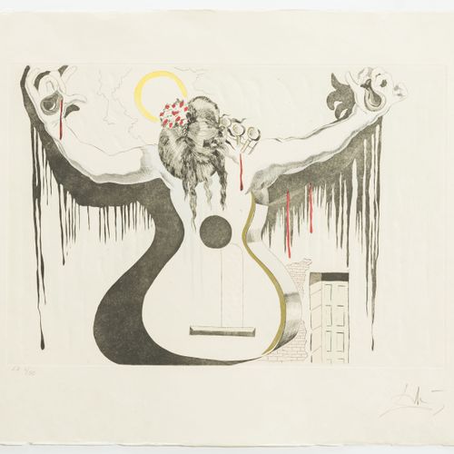 Null Salvador Dali (1904-1989), d'après, Femme-guitare, gravure en couleurs sur &hellip;