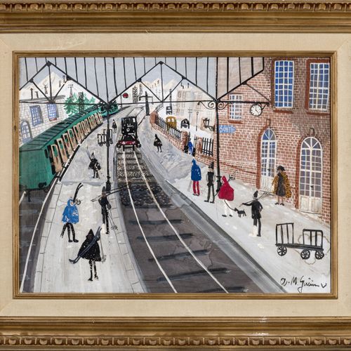 Null Armand Marie Guérin (1887-1952), Entrée en gare, huile sur pavatex, signée,&hellip;