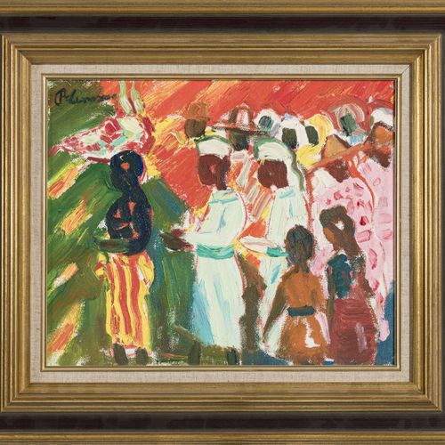 Null Roger Limouse (1894-1990), "Scène Malgache", huile sur toile, signée, contr&hellip;