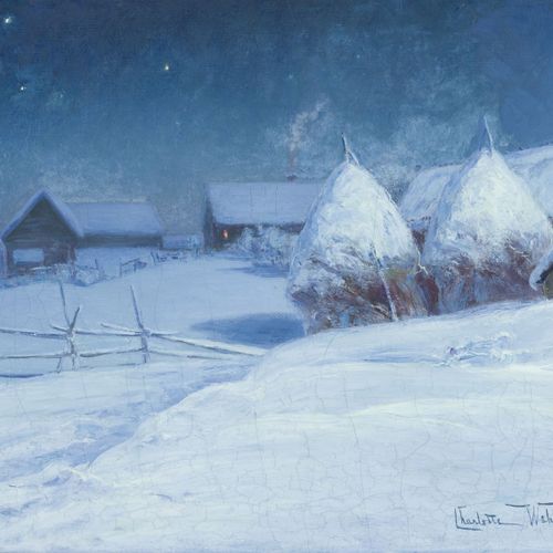 Null Charlotte Wahlström (1849-1924), Nuit à la montagne, huile sur toile, signé&hellip;