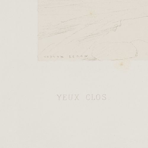 Null Odilon Redon (1840-1916), "Yeux clos", 1890, lithographie sur chine appliqu&hellip;