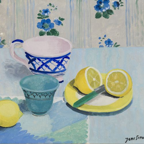 Null Jane Simone Bussy (1906-1960), Nature morte aux citrons, huile sur toile, s&hellip;