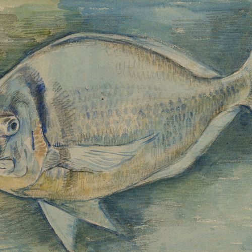 Null Théo Van Rysselberghe (1862-1926), Etude de poissons, suite de 3 aquarelles&hellip;